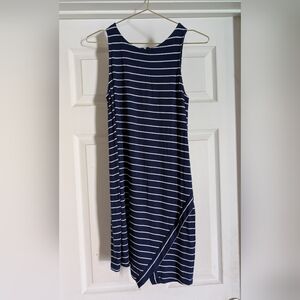Kensie Navy and White Asymmetrical Dress